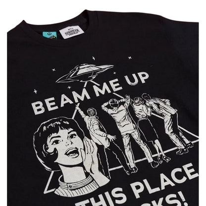 Charcoal - Side - Stranger Things Unisex Adult Beam Me Up T-Shirt