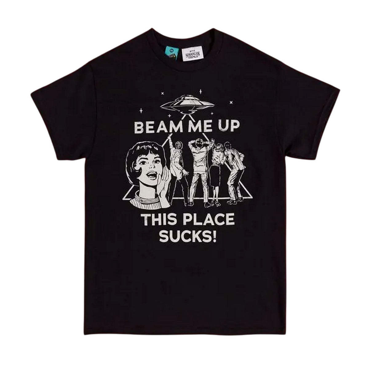 Charcoal - Front - Stranger Things Unisex Adult Beam Me Up T-Shirt