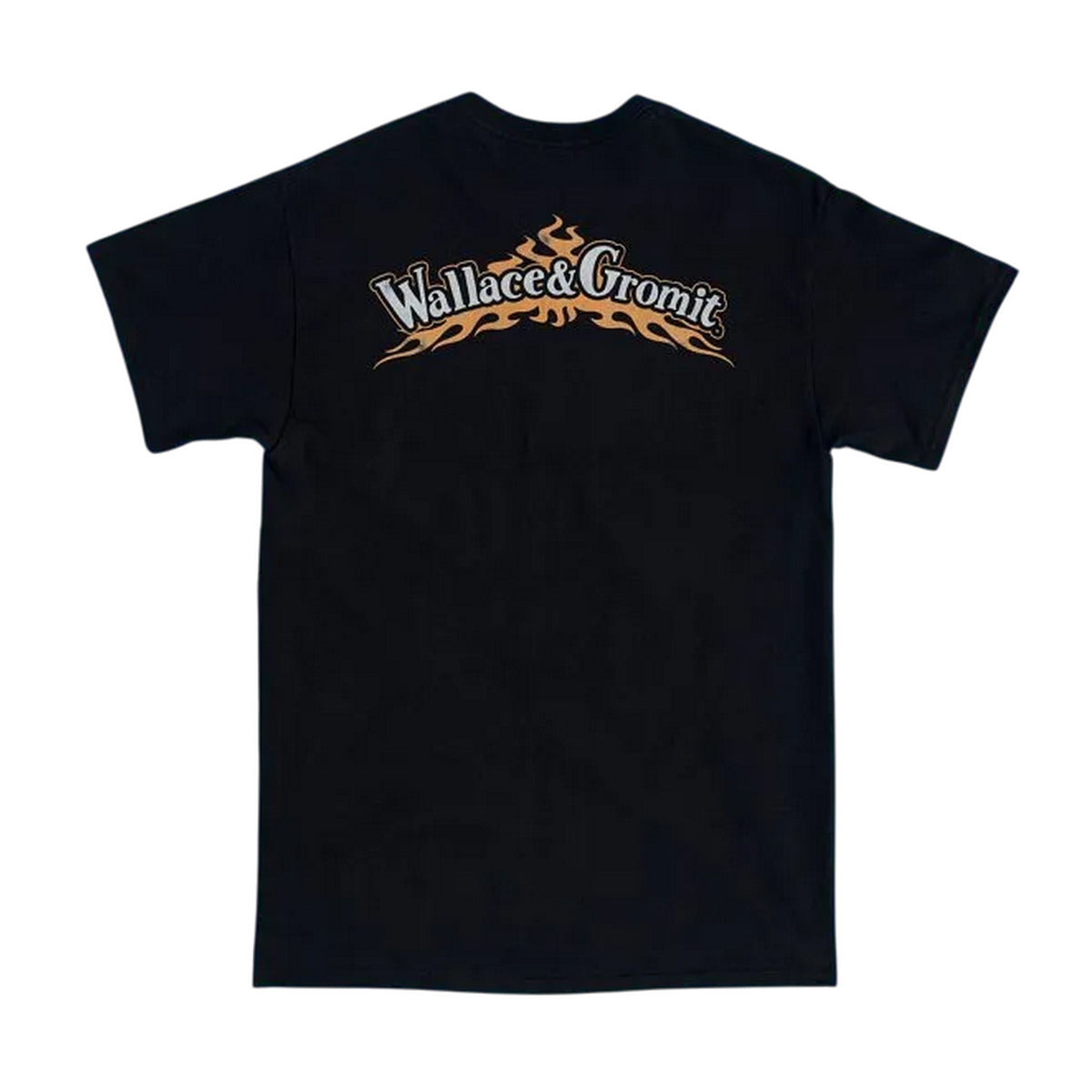 Black - Back - Wallace and Gromit Unisex Adult Life On The Road Biker Back Print T-Shirt