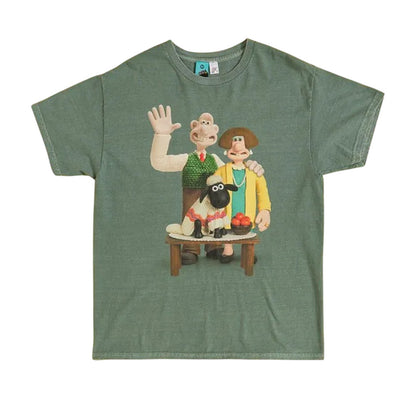 Green - Front - Wallace and Gromit Unisex Adult Vintage Wash Boxy T-Shirt