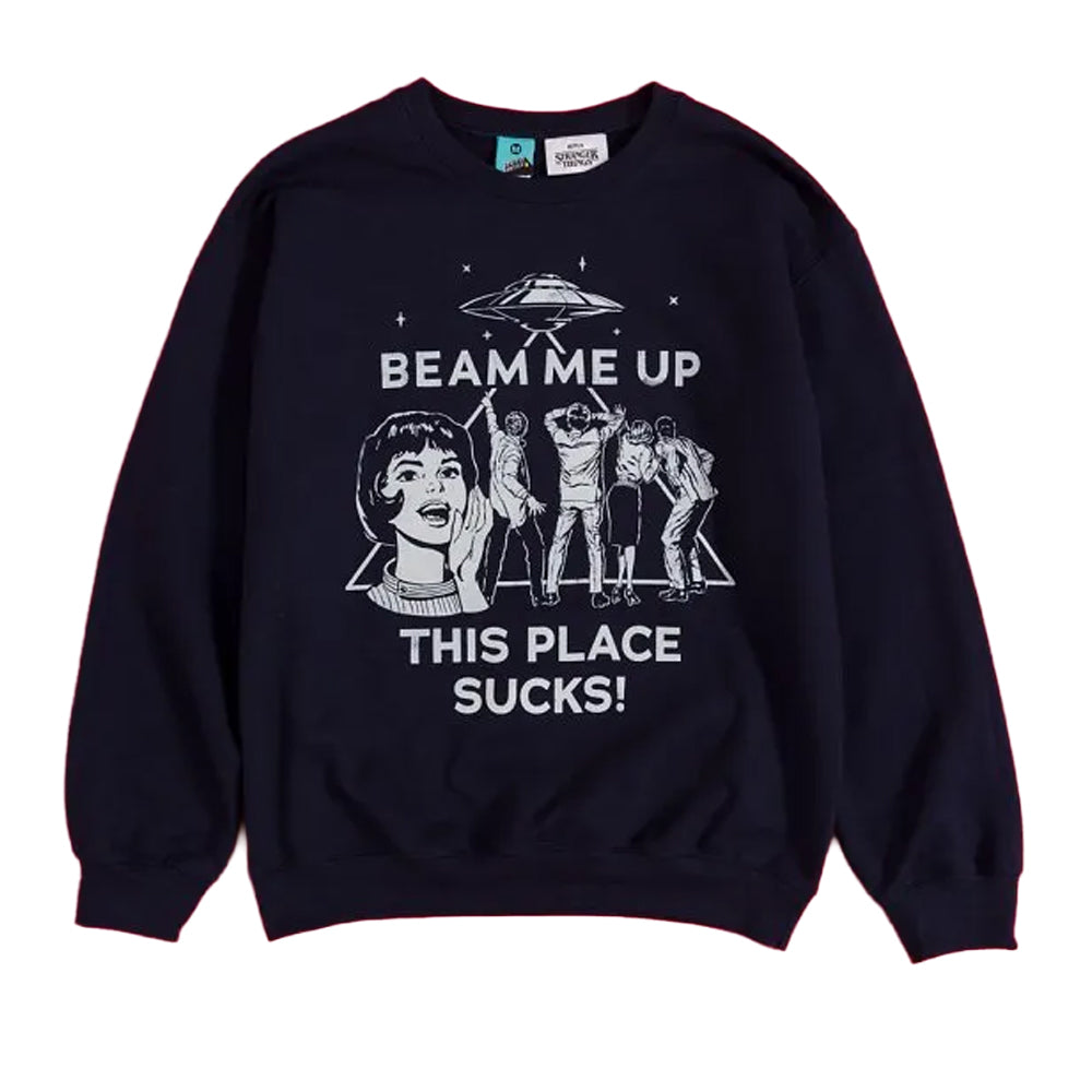 Blue - Front - Stranger Things Unisex Adult Beam Me Up Sweatshirt