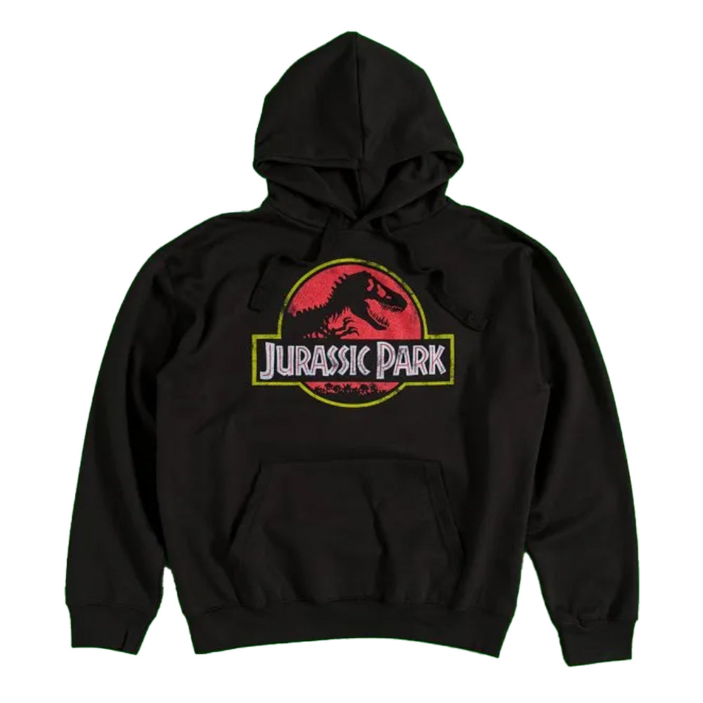 Black - Front - Jurassic Park Unisex Adult Classic Logo Hoodie
