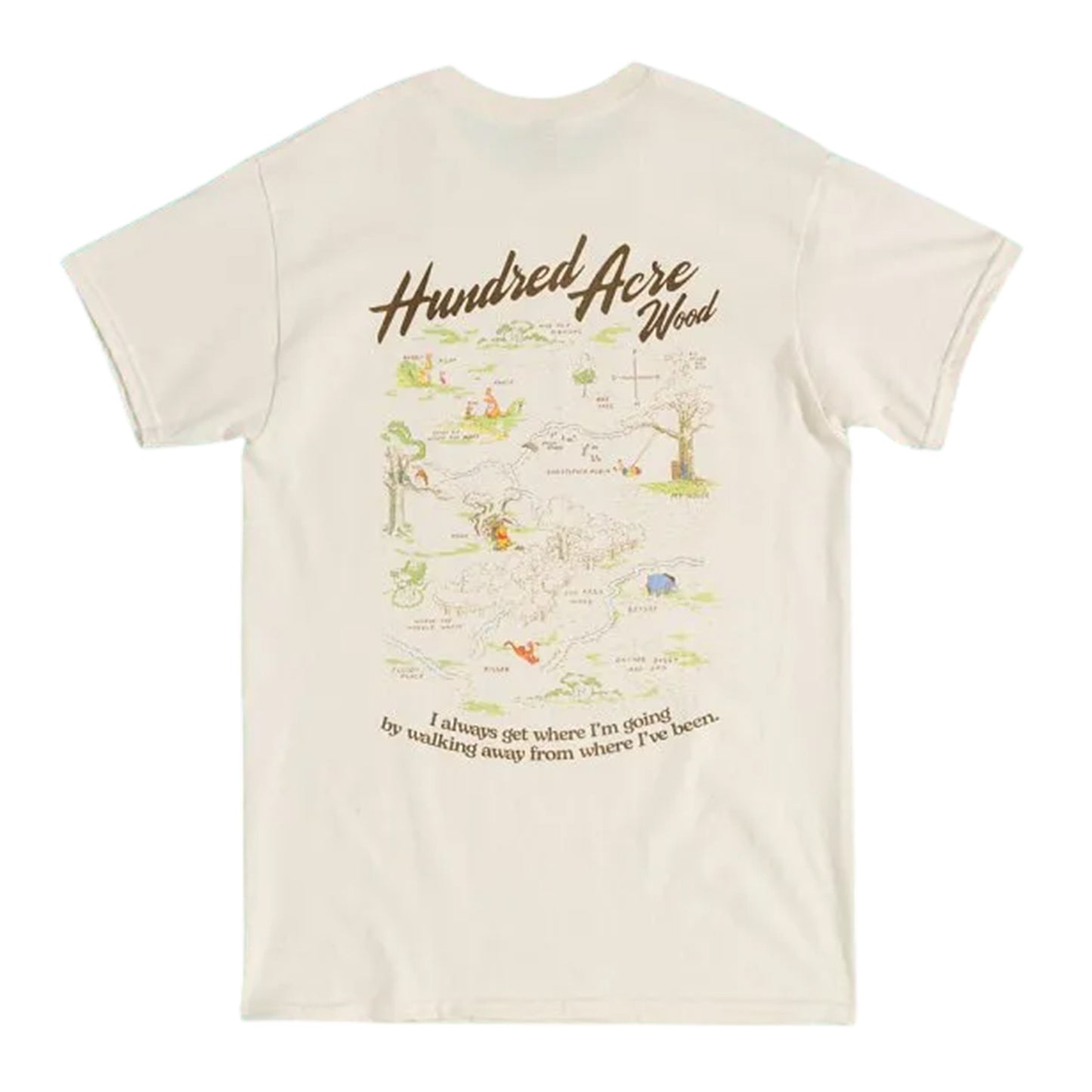 Natural - Back - Winnie the Pooh Unisex Adult Hundred Acre Wood Map Back Print T-Shirt