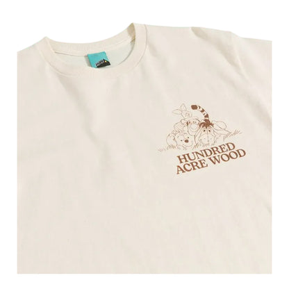 Natural - Side - Winnie the Pooh Unisex Adult Hundred Acre Wood Map Back Print T-Shirt