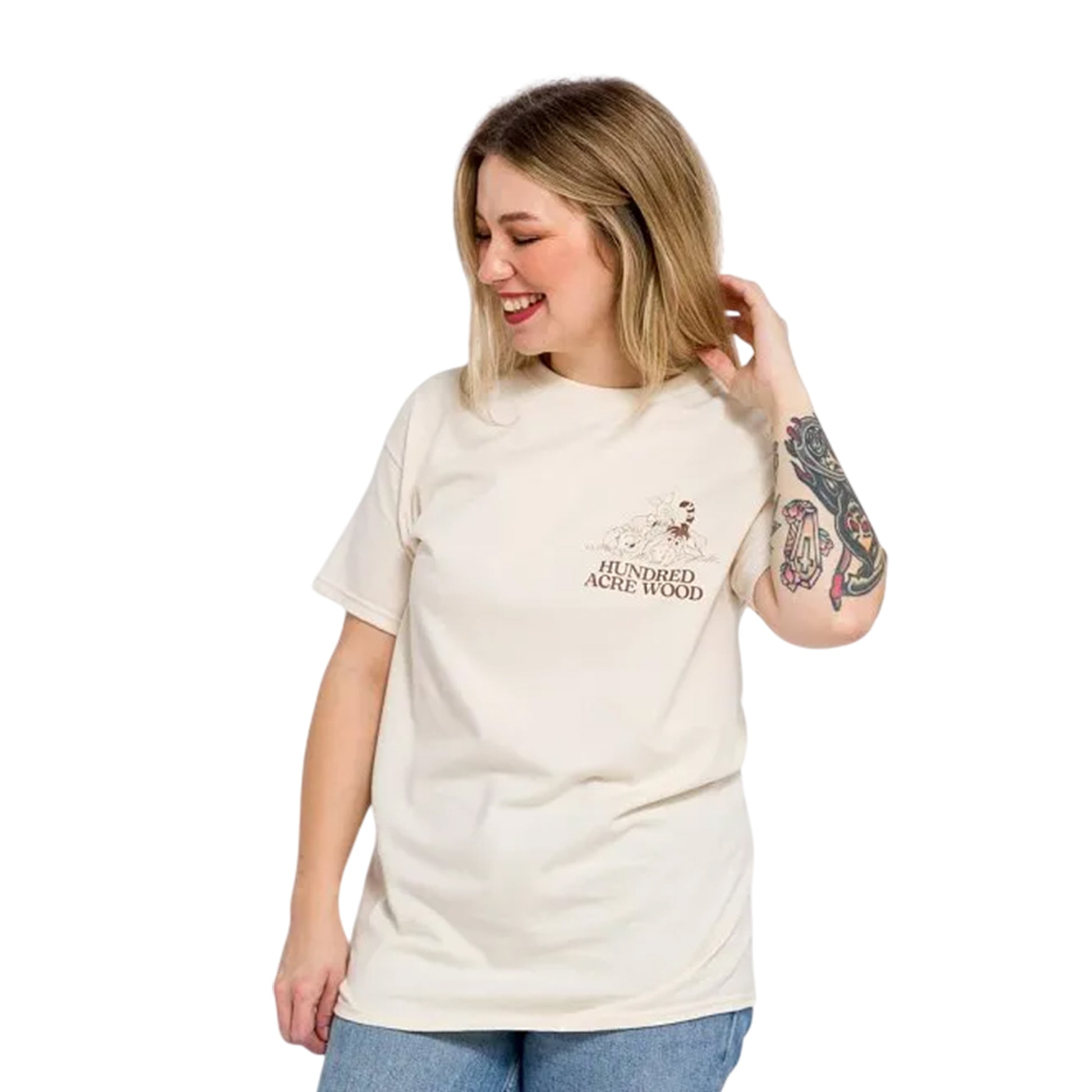 Natural - Lifestyle - Winnie the Pooh Unisex Adult Hundred Acre Wood Map Back Print T-Shirt