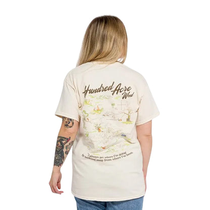 Natural - Pack Shot - Winnie the Pooh Unisex Adult Hundred Acre Wood Map Back Print T-Shirt