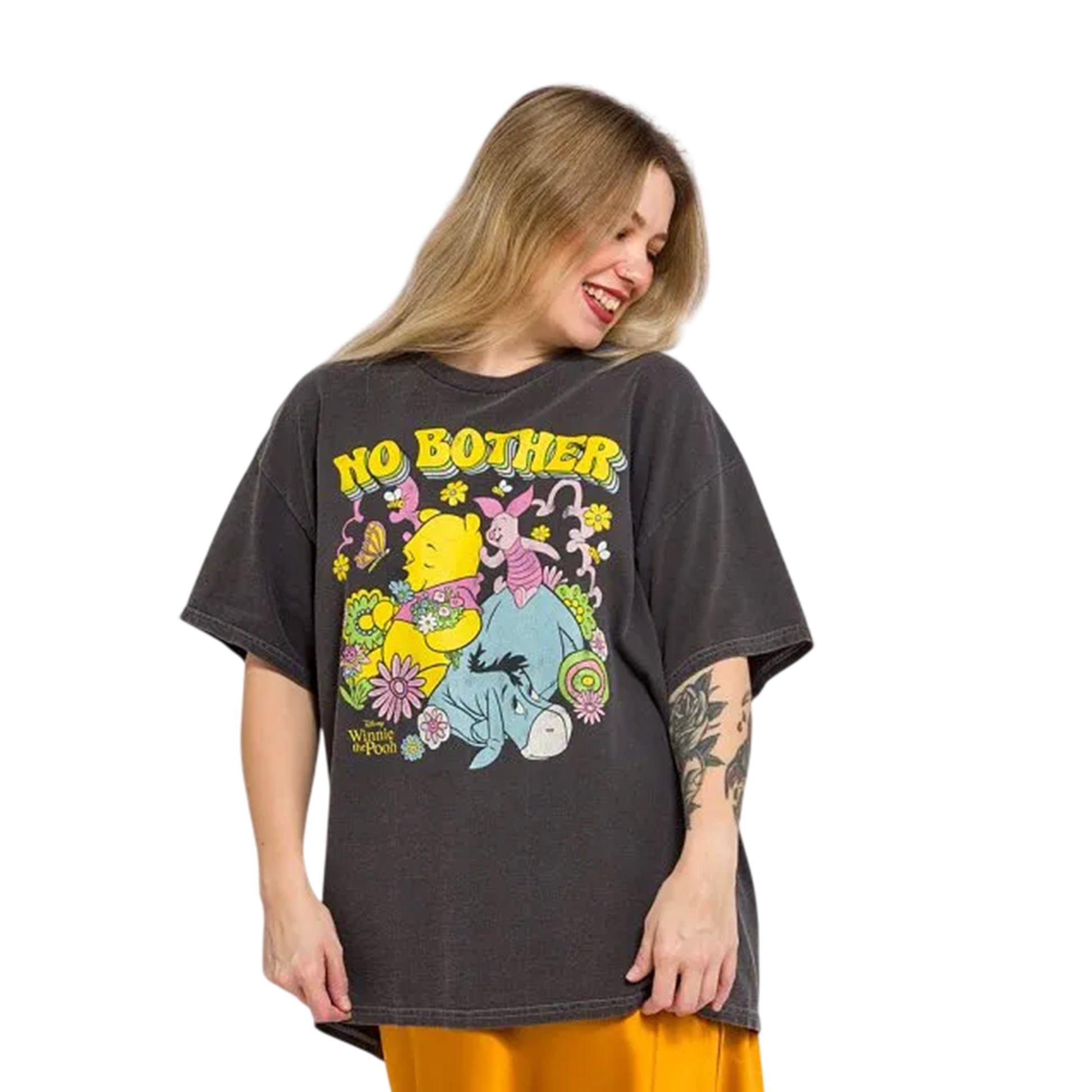 Charcoal - Lifestyle - Winnie the Pooh Unisex Adult No Bother Vintage Wash T-Shirt