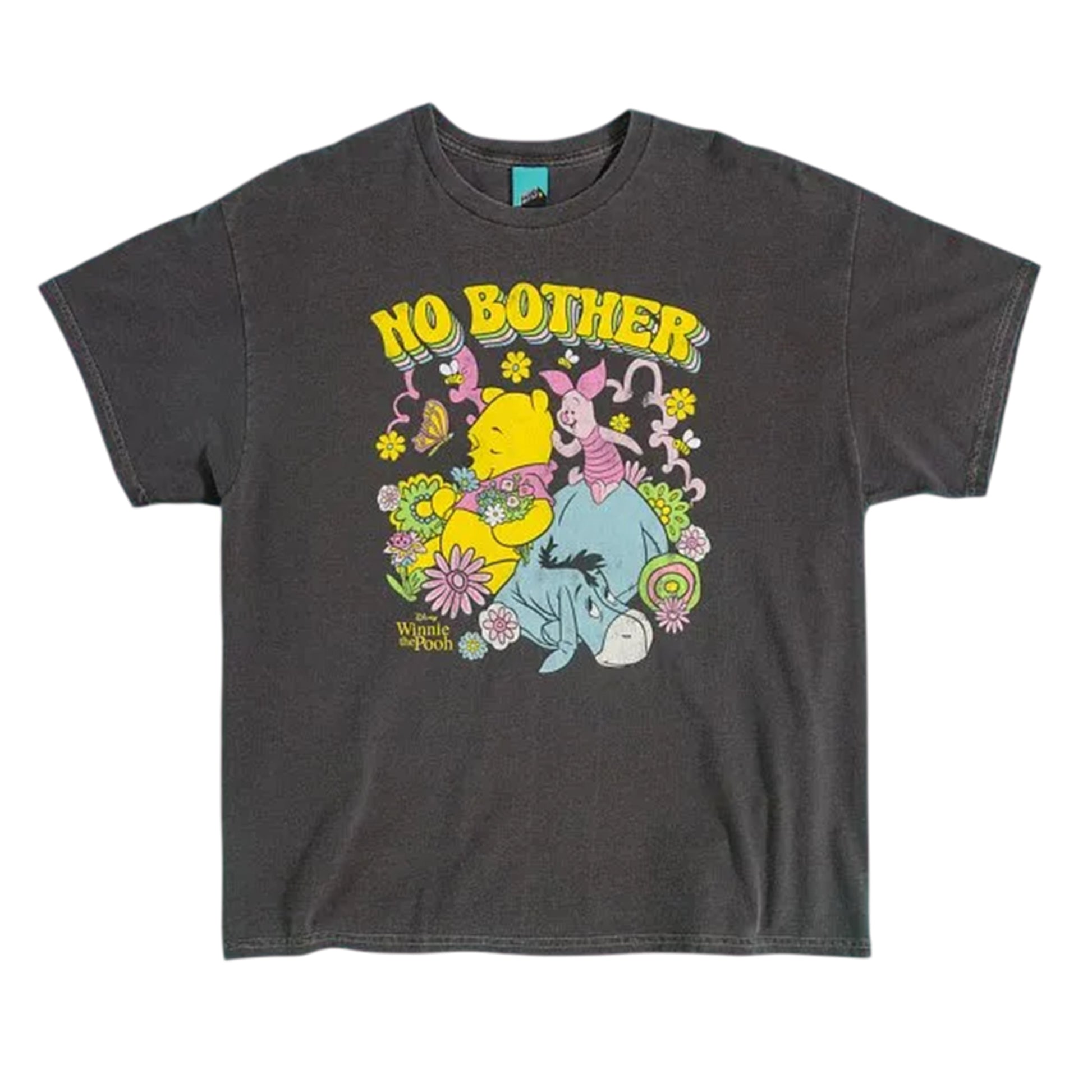 Charcoal - Front - Winnie the Pooh Unisex Adult No Bother Vintage Wash T-Shirt