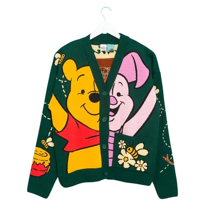 Green - Front - Winnie the Pooh Unisex Adult Knitted Cardigan