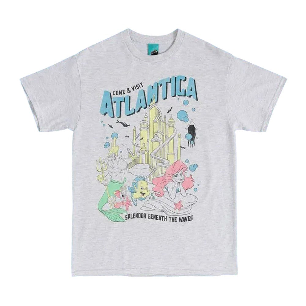 Light Grey Marl - Front - The Little Mermaid Unisex Adult Come & Visit Atlantica T-Shirt