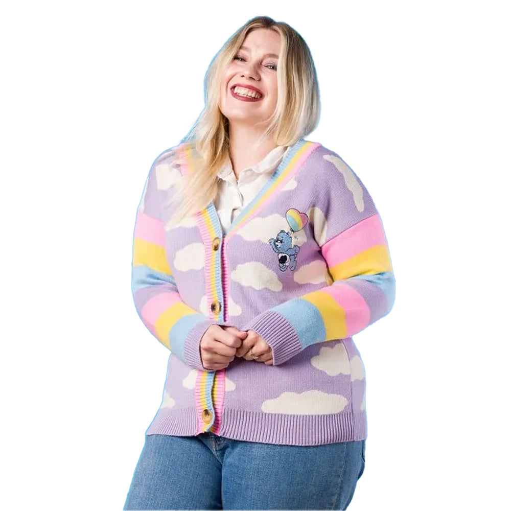 Lilac - Side - Care Bears Unisex Adult Cloud Knitted Cardigan