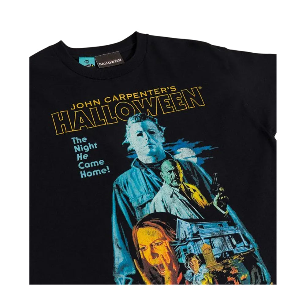 Black - Side - Halloween Unisex Adult Movie Poster Vintage T-Shirt