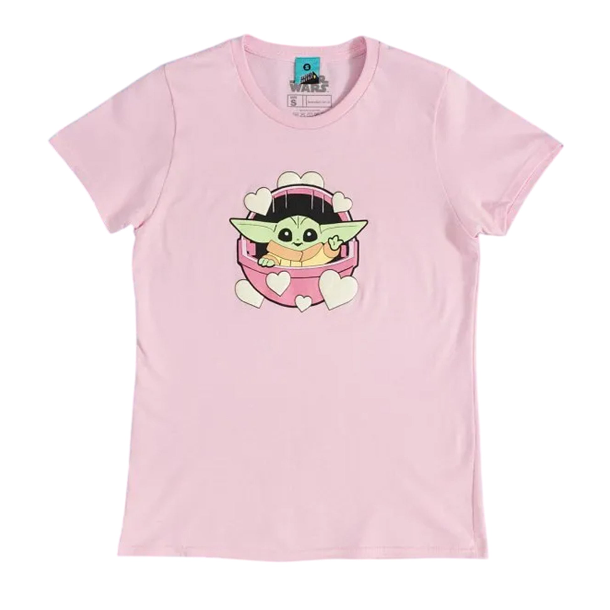 Pink - Front - Star Wars The Mandalorian Womens-Ladies Grogu Puff Print Fitted T-Shirt