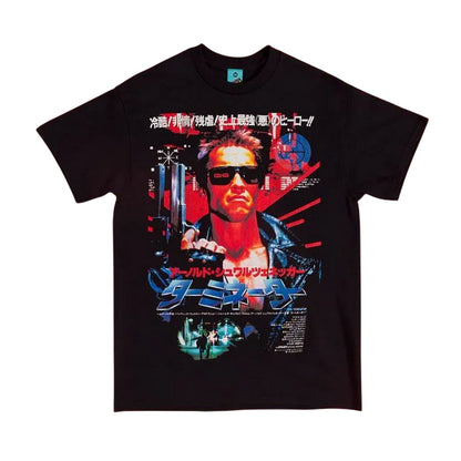Black - Front - The Terminator Unisex Adult Japanese Poster T-Shirt