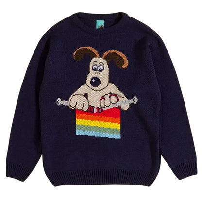 Blue - Front - Wallace and Gromit Unisex Adult Gromit Knitted Jumper