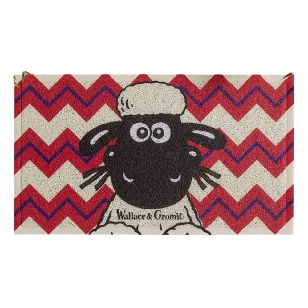 Pink-White - Front - Wallace and Gromit Shaun The Sheep Recycled PVC Door Mat