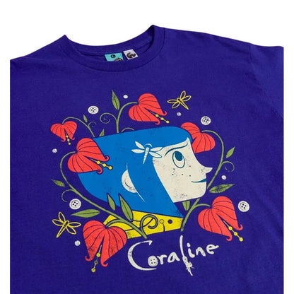 Cobalt Blue - Side - Coraline Unisex Adult Flower Garden T-Shirt