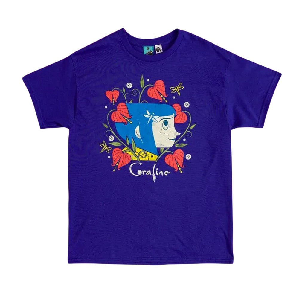 Cobalt Blue - Front - Coraline Unisex Adult Flower Garden T-Shirt