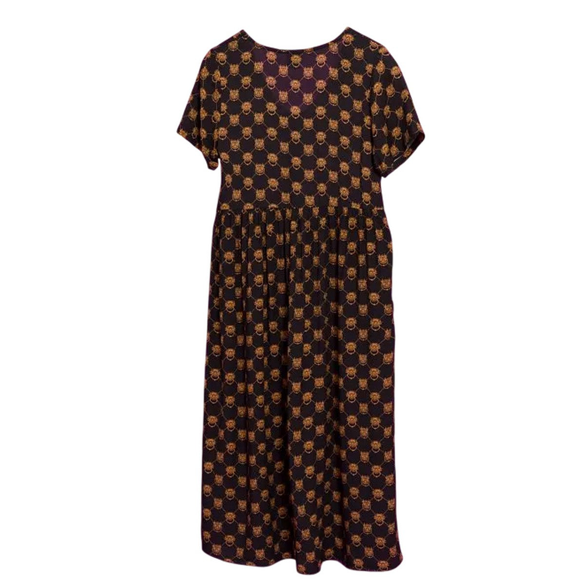 Black - Back - Labyrinth Womens-Ladies Knockers Midi V Neck Smock Dress