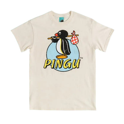 Natural - Front - Pingu Unisex Adult Classic Logo T-Shirt