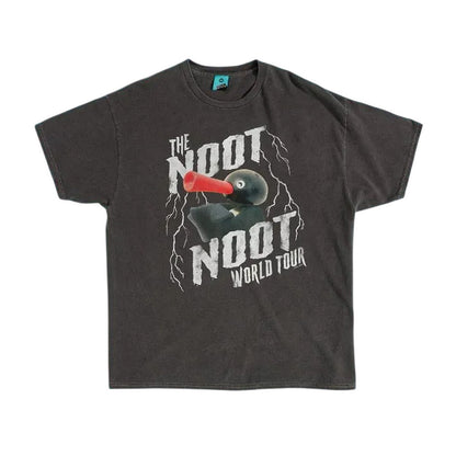 Charcoal - Front - Pingu Unisex Adult The Noot Noot World Tour Vintage Wash T-Shirt