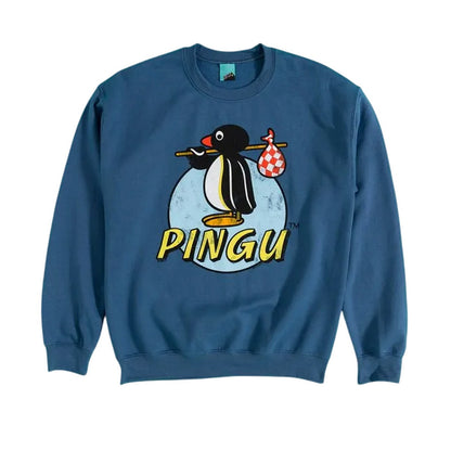 Indigo Blue - Front - Pingu Unisex Adult Classic Logo Sweatshirt