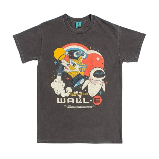 Charcoal - Front - Wall-E Unisex Adult Vintage Wash T-Shirt