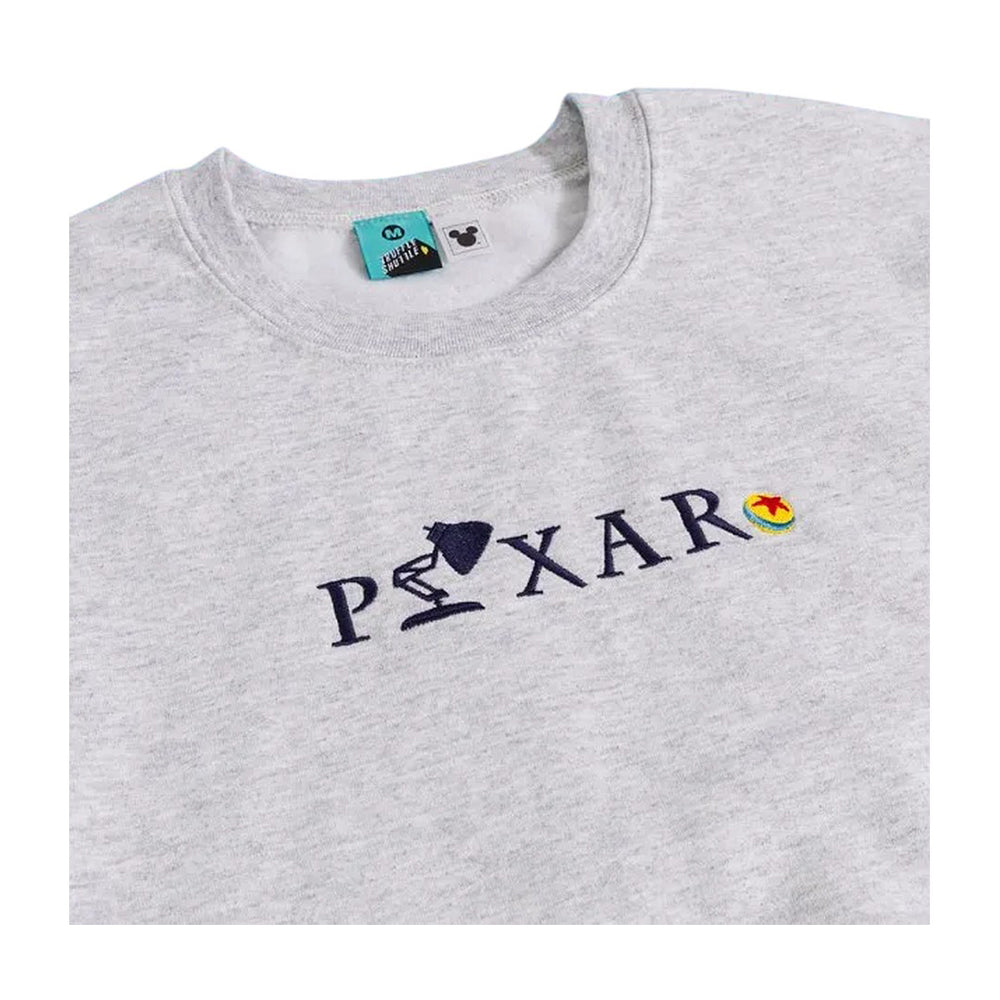 Grey - Side - Disney Pixar Unisex Adult Embroidered Logo Sweatshirt