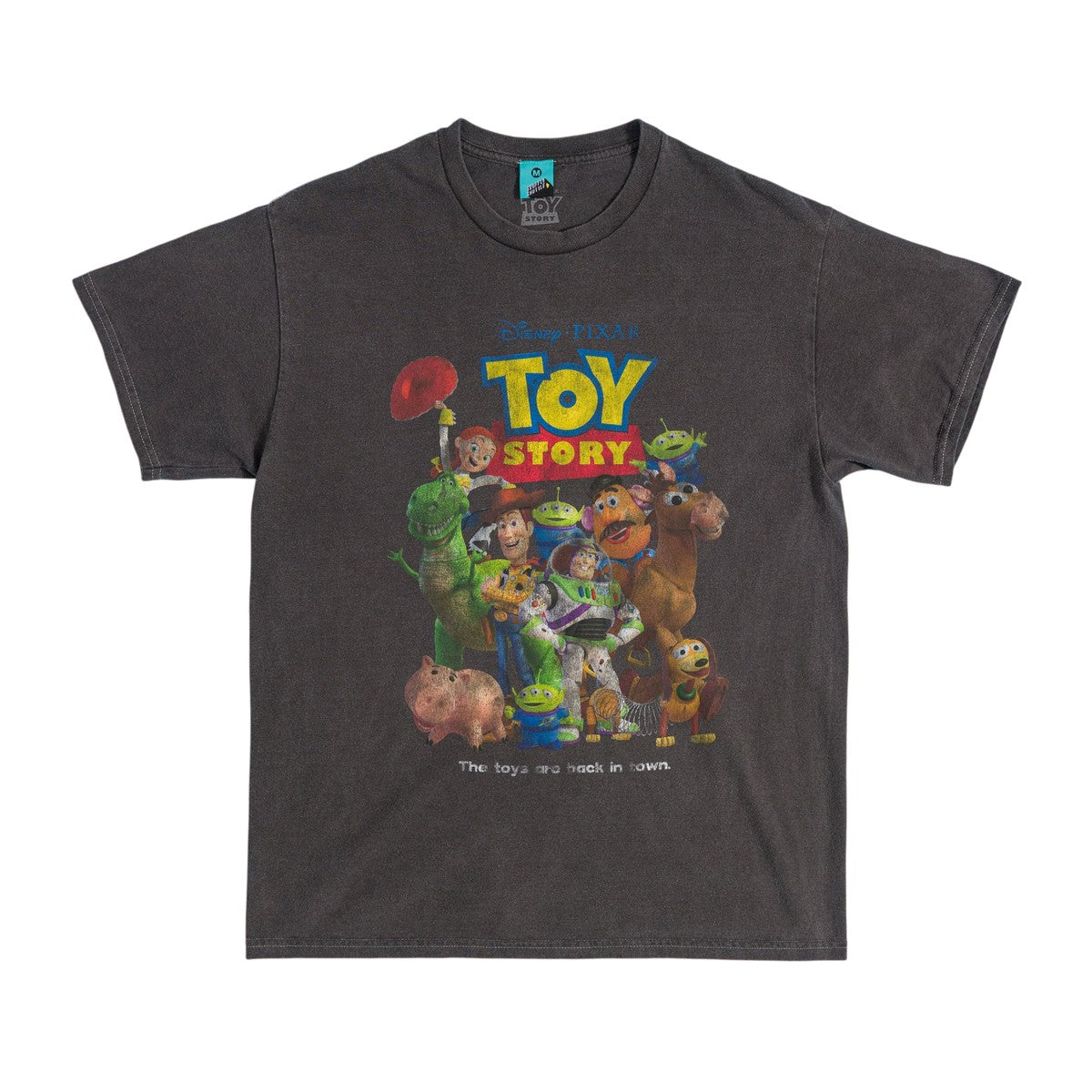 Charcoal - Front - Toy Story Unisex Adult The Toys Are Back in Town Vintage Wash T-Shirt