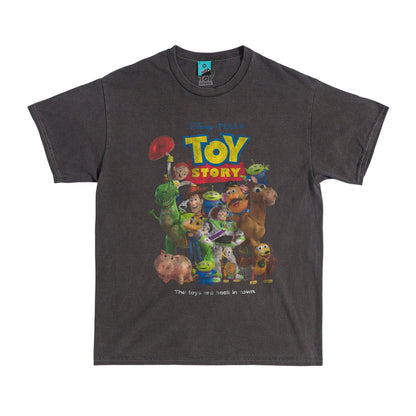 Charcoal - Front - Toy Story Unisex Adult The Toys Are Back in Town Vintage Wash T-Shirt