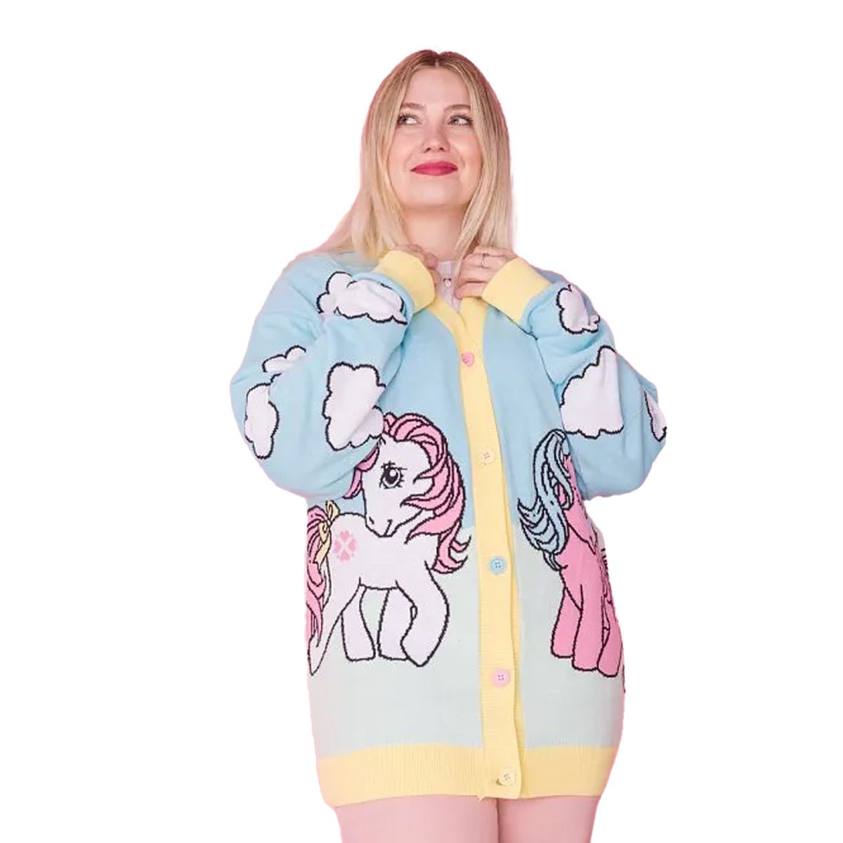 Light Blue - Front - My Little Pony Unisex Adult Retro Oversized Cardigan