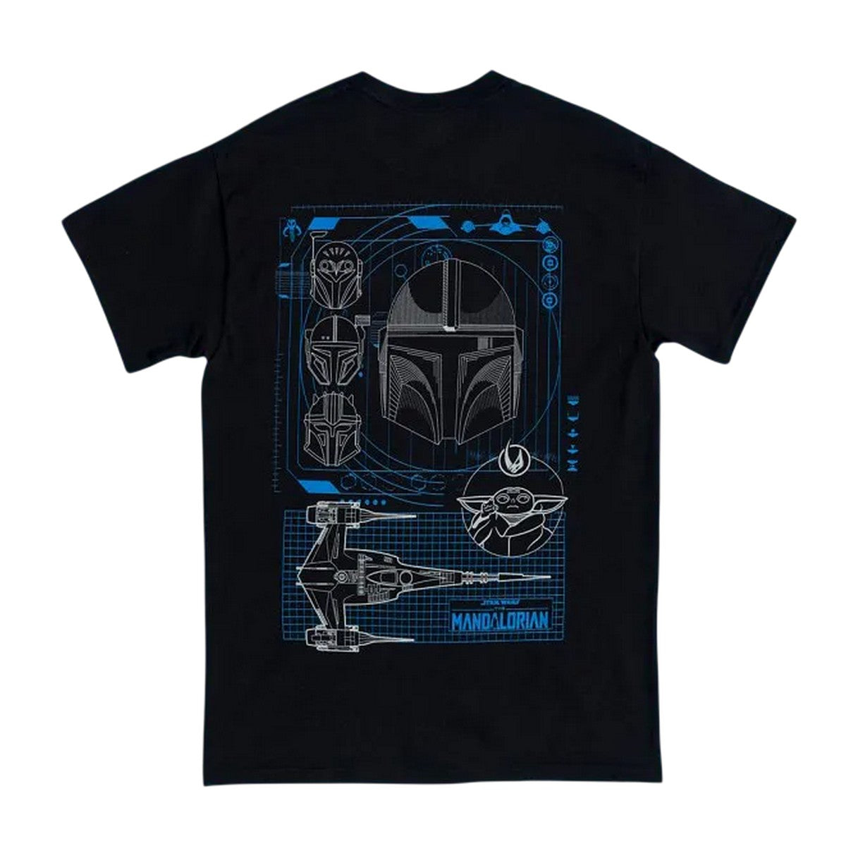 Black-Blue - Back - Star Wars The Mandalorian Unisex Adult Printed T-Shirt