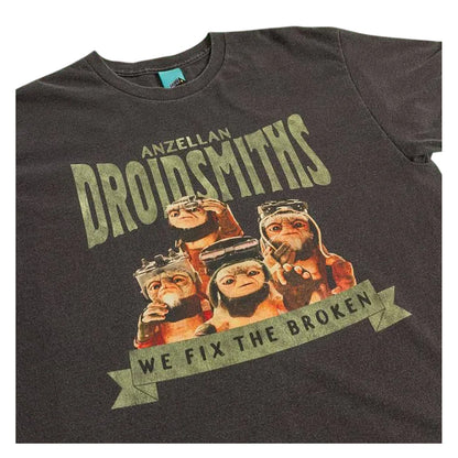 Black - Side - Star Wars The Mandalorian Unisex Adult Anzellan Droidsmiths Vintage Washed T-Shirt