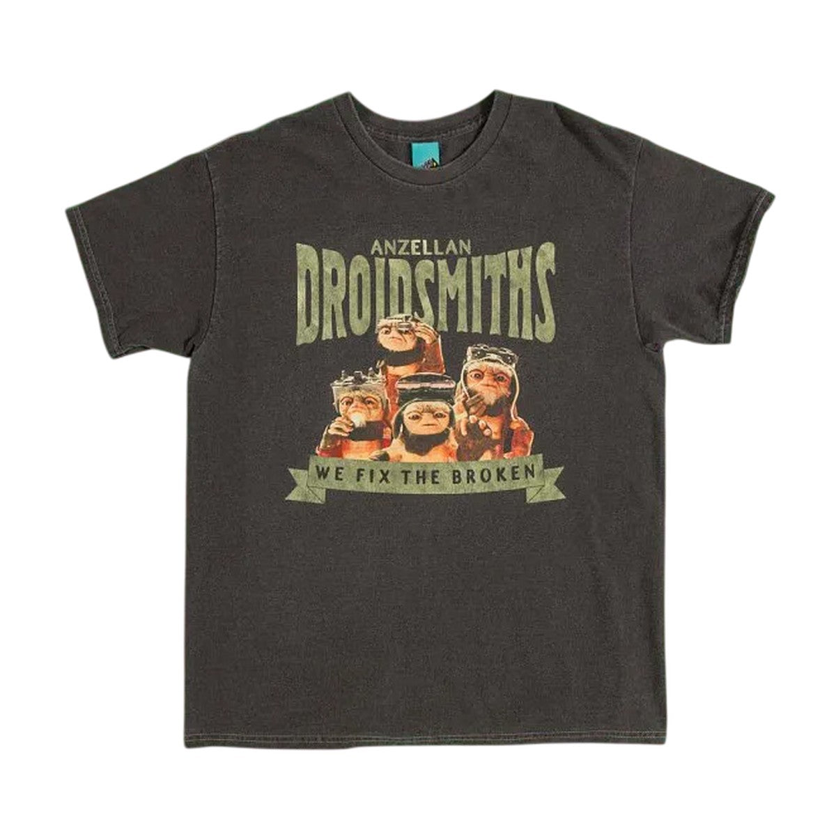 Black - Front - Star Wars The Mandalorian Unisex Adult Anzellan Droidsmiths Vintage Washed T-Shirt