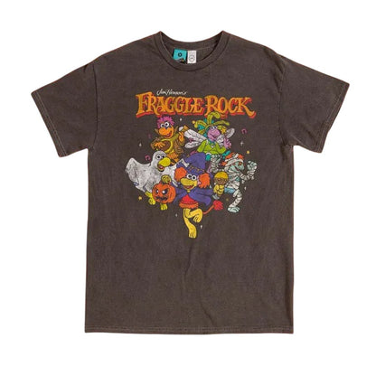 Charcoal - Front - Fraggle Rock Unisex Adult Spooky Fancy Dress Vintage Wash T-Shirt