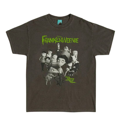 Charcoal - Front - Frankenweenie Unisex Adult Vintage Wash T-Shirt