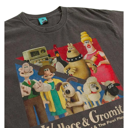 Charcoal - Side - Wallace and Gromit Unisex Adult The Good The Bad And The Fowl Play Vintage Wash T-Shirt