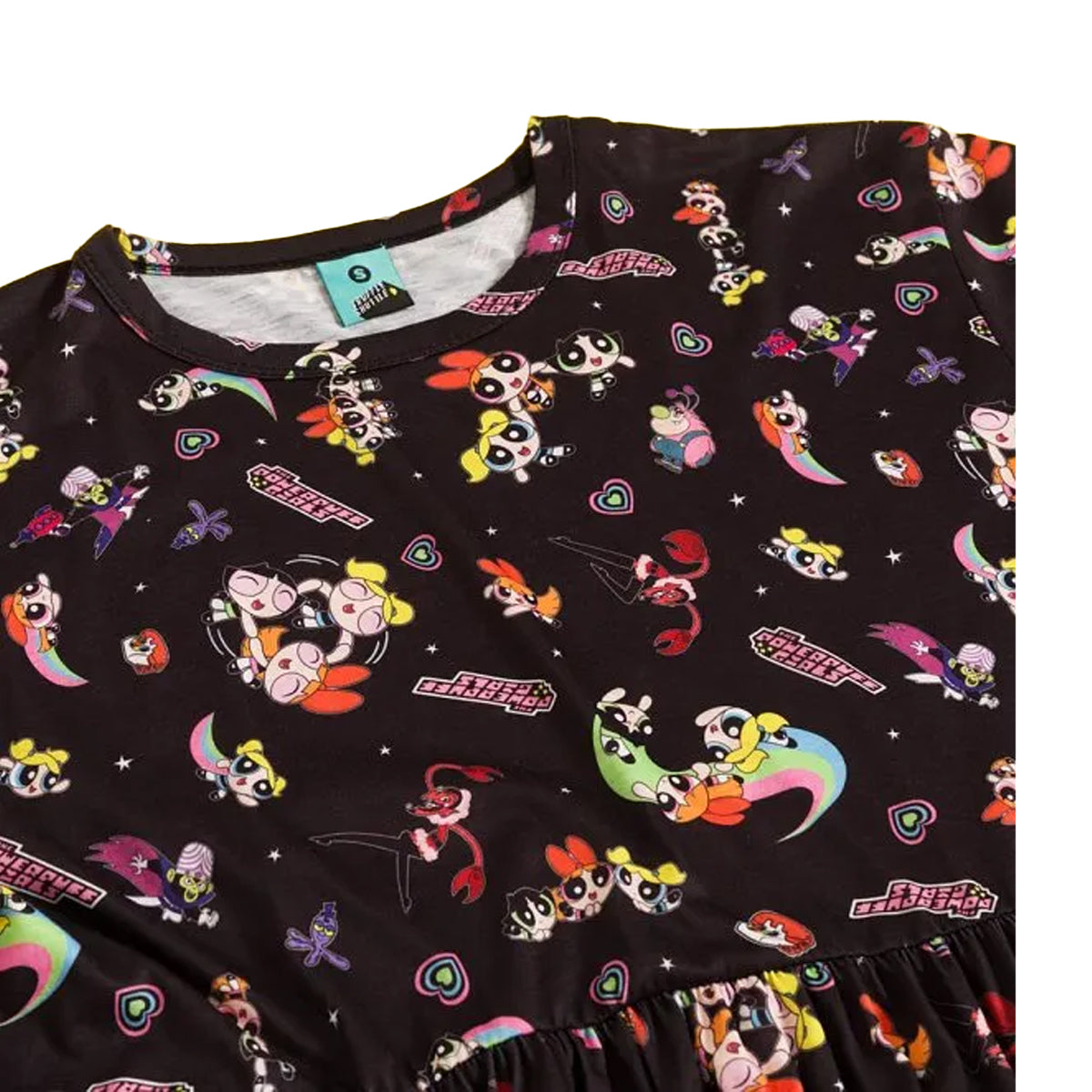 Black - Back - The Powerpuff Girls Womens-Ladies All-Over Print Smock Dress