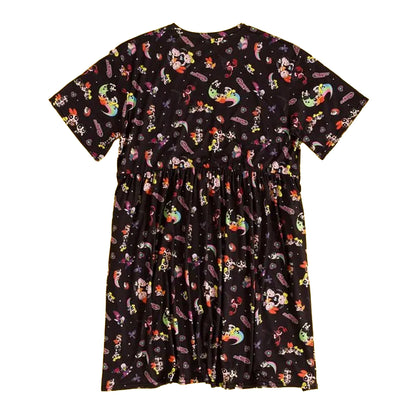 Black - Front - The Powerpuff Girls Womens-Ladies All-Over Print Smock Dress