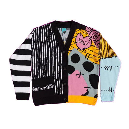 Multicoloured - Front - Nightmare Before Christmas Unisex Adult Patchwork Cardigan