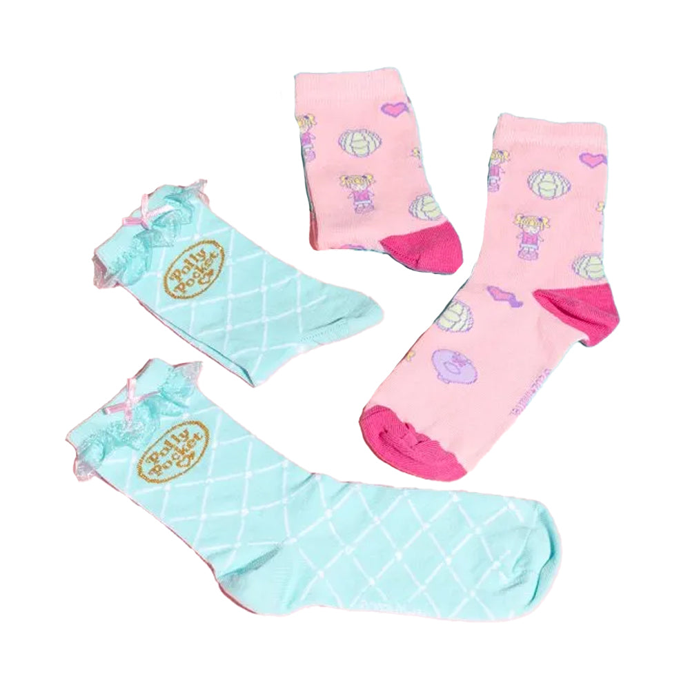 Blue-Pink - Front - Polly Pocket Unisex Adult Crew Socks (Pack of 2)