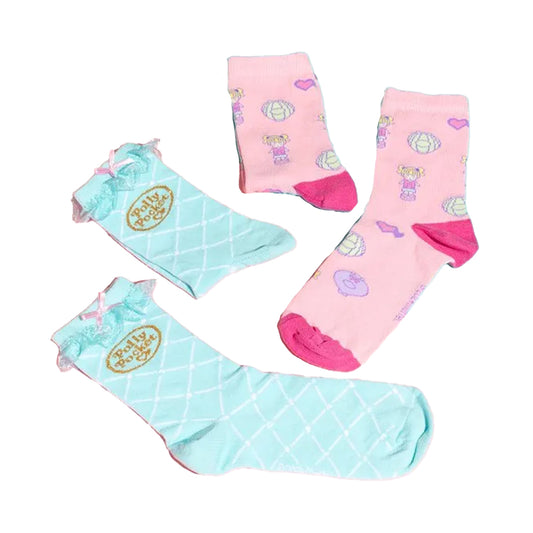 Blue-Pink - Front - Polly Pocket Unisex Adult Crew Socks (Pack of 2)
