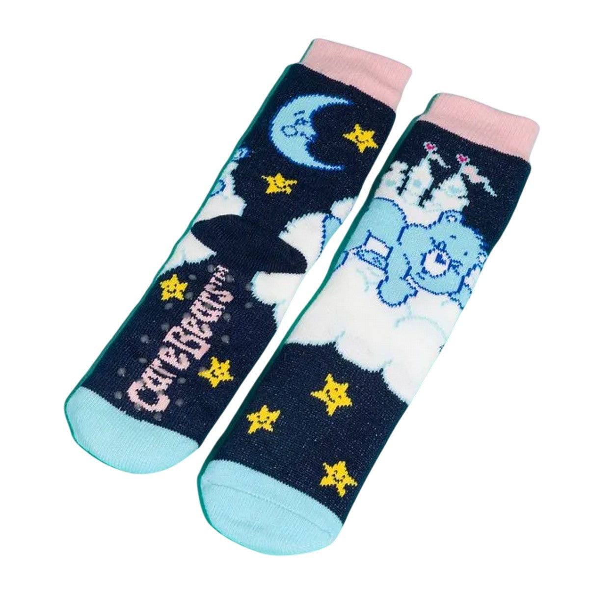 Blue-Pink - Lifestyle - Care Bears Unisex Adult Starry Night Borg Lined Slipper Socks