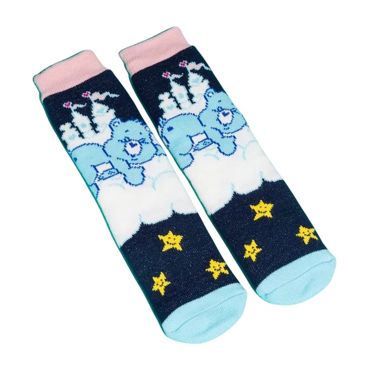 Blue-Pink - Front - Care Bears Unisex Adult Starry Night Borg Lined Slipper Socks