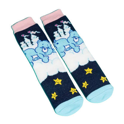 Blue-Pink - Front - Care Bears Unisex Adult Starry Night Borg Lined Slipper Socks