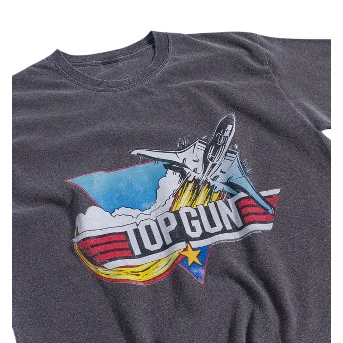 Black-Charcoal - Side - Top Gun Unisex Adult Retro Vintage Wash T-Shirt