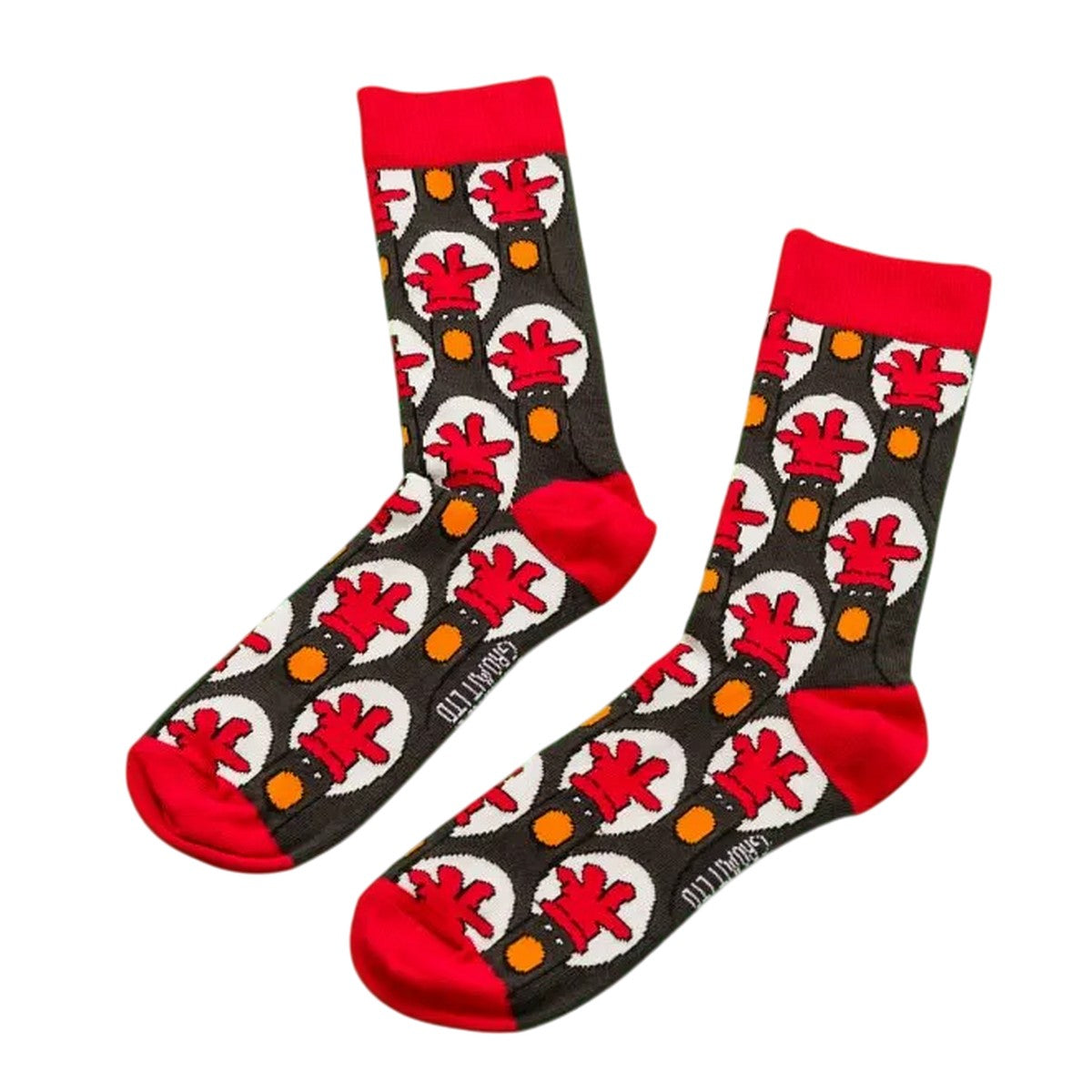 Black-Red - Side - Wallace And Gromit Unisex Adult Feathers McGraw Crew Socks (Pack Of 2)
