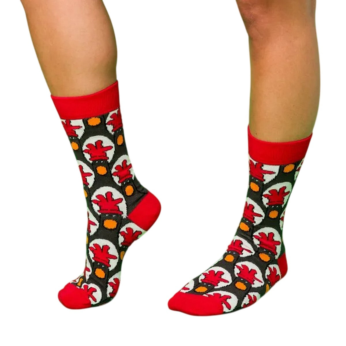 Black-Red - Lifestyle - Wallace And Gromit Unisex Adult Feathers McGraw Crew Socks (Pack Of 2)