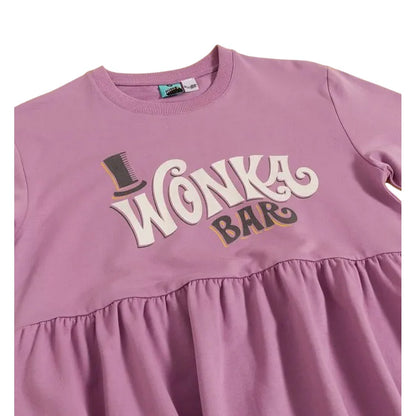 Violet - Side - Wonka Womens-Ladies Chocolate Bar Smock Dress