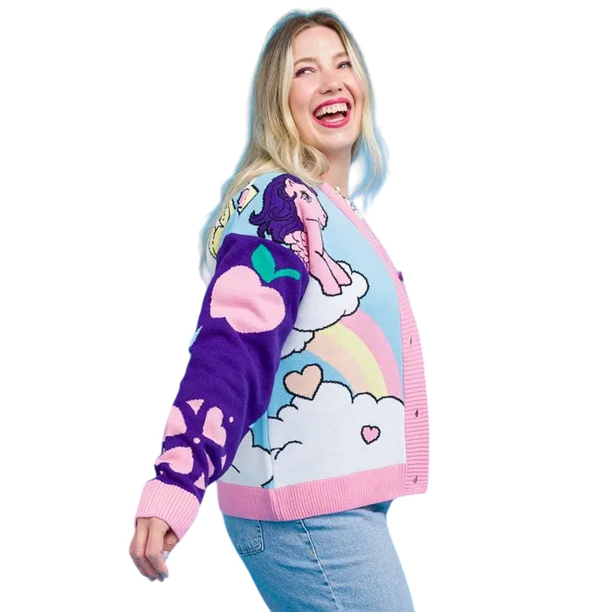 Multicoloured - Side - My Little Pony Unisex Adult Clouds Cardigan